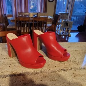 Red chunky heels. Open toed/ back. Super cute. Never worn outside. Size 8.5